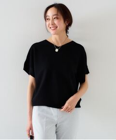 BLAMINK コットンVネックノースリーブニット　黒　36 シルクブレンドVネックニットトップス(F GREY): トップスanuans