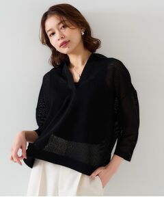 UNTITLED / アンタイトル ニット・セーター | 【七分袖/春夏素材】メッシュ衿付きニット