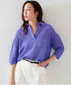 UNTITLED / アンタイトル ニット・セーター | 【七分袖/春夏素材】メッシュ衿付きニット