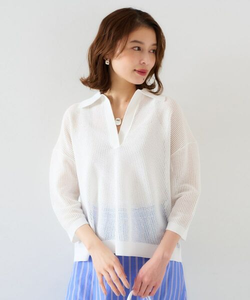 UNTITLED / アンタイトル ニット・セーター | 【七分袖/春夏素材】メッシュ衿付きニット | 詳細2