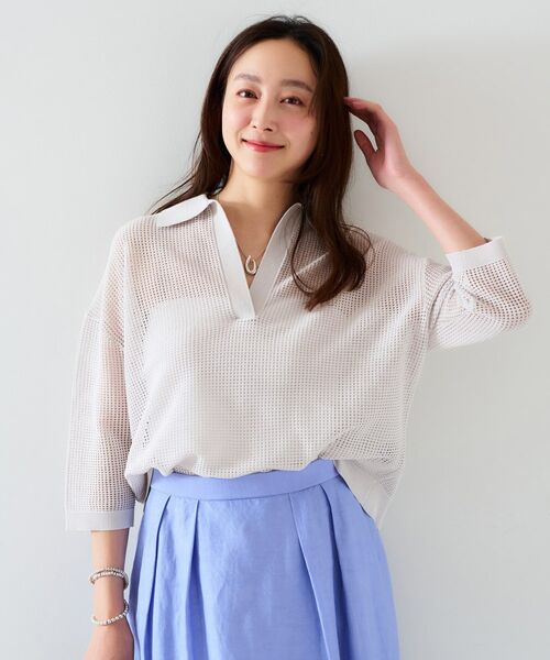 UNTITLED / アンタイトル ニット・セーター | 【七分袖/春夏素材】メッシュ衿付きニット | 詳細7