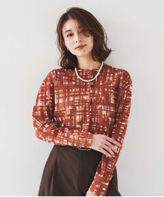 UNTITLED / アンタイトル カーディガン・ボレロ | 【セットアップ可能/アンサンブル可能/シアー】チェックプリント カーディガンニット