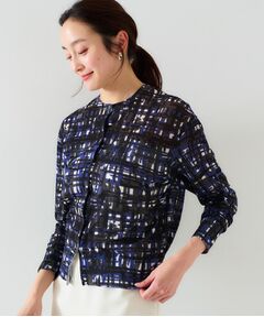 UNTITLED / アンタイトル カーディガン・ボレロ | 【セットアップ可能/アンサンブル可能/シアー】チェックプリント カーディガンニット