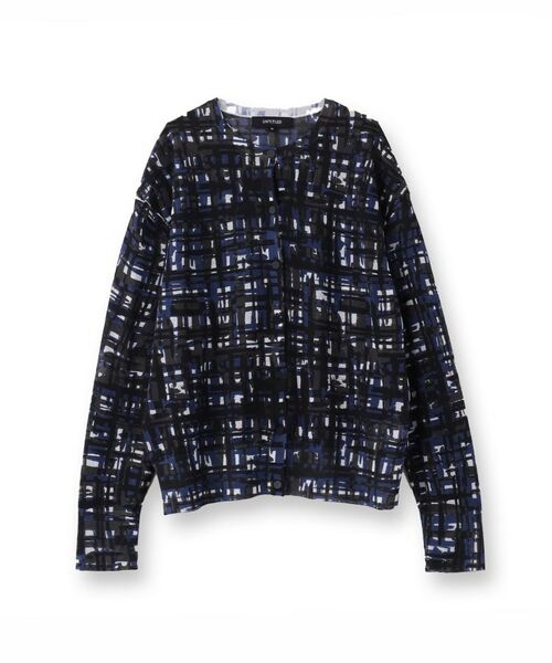 UNTITLED / アンタイトル カーディガン・ボレロ | 【セットアップ可能/アンサンブル可能/シアー】チェックプリント カーディガンニット | 詳細1