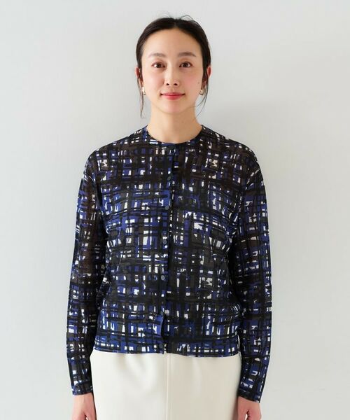 UNTITLED / アンタイトル カーディガン・ボレロ | 【セットアップ可能/アンサンブル可能/シアー】チェックプリント カーディガンニット | 詳細11