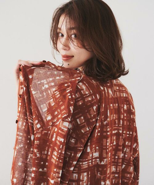 UNTITLED / アンタイトル カーディガン・ボレロ | 【セットアップ可能/アンサンブル可能/シアー】チェックプリント カーディガンニット | 詳細3