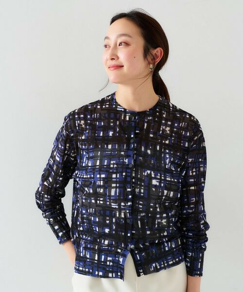 UNTITLED / アンタイトル カーディガン・ボレロ | 【セットアップ可能/アンサンブル可能/シアー】チェックプリント カーディガンニット | 詳細7