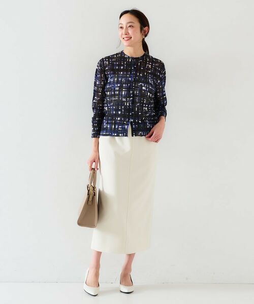 UNTITLED / アンタイトル カーディガン・ボレロ | 【セットアップ可能/アンサンブル可能/シアー】チェックプリント カーディガンニット | 詳細8