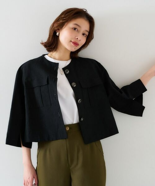 新品未使用　UNTITLED ノーカラージャケット ブラック ファインウーステッド カラーレスジャケット（ノーカラー