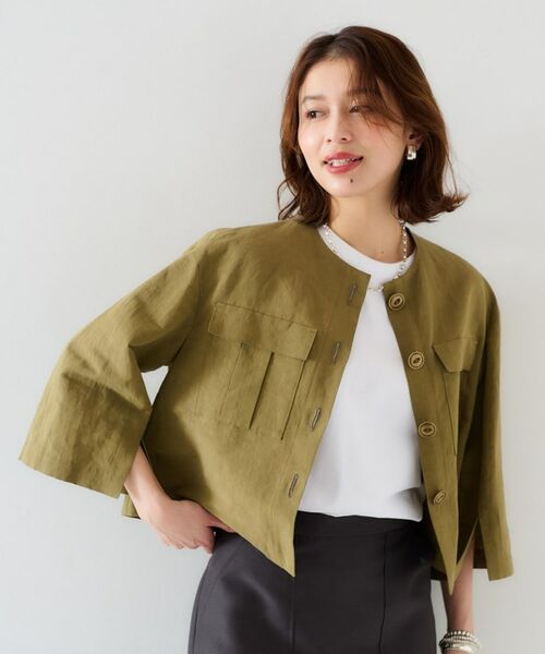 UNTITLED / アンタイトル ノーカラージャケット | 【トレンド/七分袖】タイプライター ノーカラージャケット | 詳細5