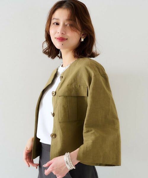 UNTITLED / アンタイトル ノーカラージャケット | 【トレンド/七分袖】タイプライター ノーカラージャケット | 詳細6