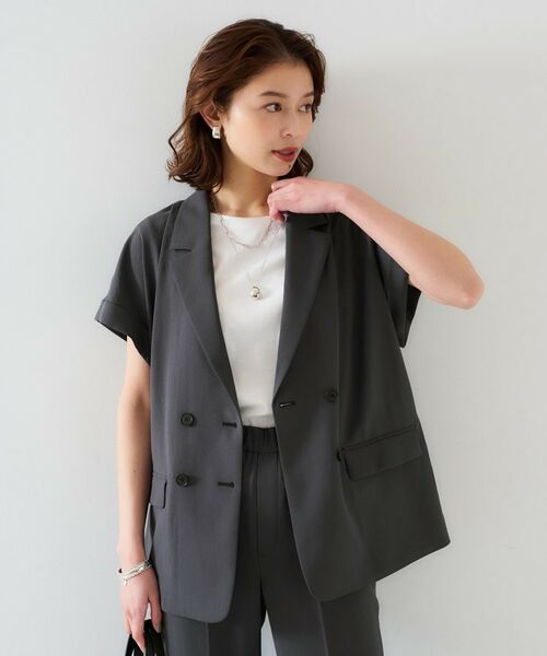 UNTITLED / アンタイトル テーラードジャケット | 【セットアップ可能/接触冷感/イージーケア】リラクミスト ハーフスリーブジャケット | 詳細3