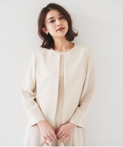 レディース ノーカラージャケット（条件：ベージュ系