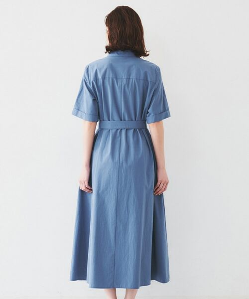 美品✨アンタイトル ボウタイワンピース 青 マキシ丈 総柄 3XL 2023SS セール】 【コットン100／前開き／夏ワンピ】ロングシャツ