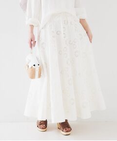 UNTITLED / アンタイトル ロング・マキシ丈スカート | 【トレンド／刺繍レース】サークルモチーフ コットンスカート