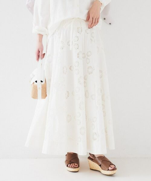 UNTITLED / アンタイトル ロング・マキシ丈スカート | 【トレンド／刺繍レース】サークルモチーフ コットンスカート | 詳細3