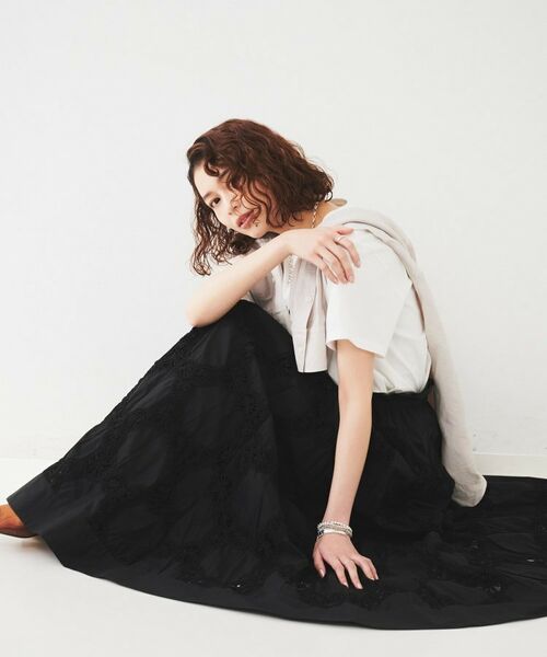 UNTITLED / アンタイトル ロング・マキシ丈スカート | 【トレンド／刺繍レース】サークルモチーフ コットンスカート | 詳細7