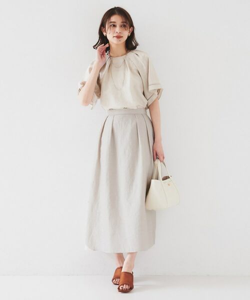 UNTITLED / アンタイトル ロング・マキシ丈スカート | 【セットアップ可能/手洗い可】リネン混フレアスカート | 詳細14