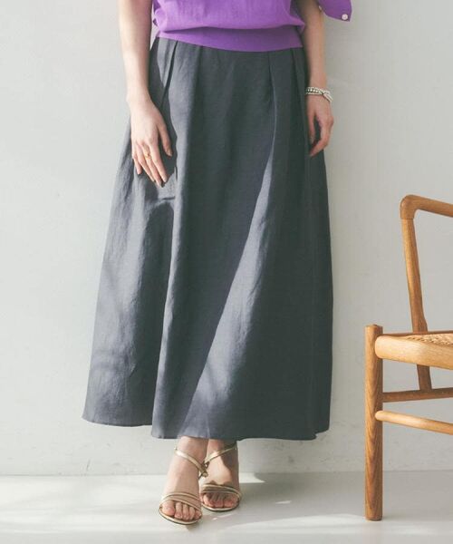 UNTITLED / アンタイトル ロング・マキシ丈スカート | 【セットアップ可能/手洗い可】リネン混フレアスカート | 詳細2