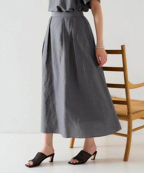 UNTITLED / アンタイトル ロング・マキシ丈スカート | 【セットアップ可能/手洗い可】リネン混フレアスカート | 詳細4