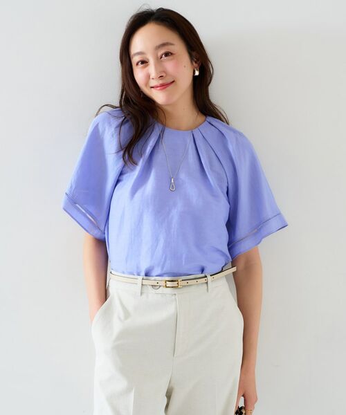 UNTITLED / アンタイトル シャツ・ブラウス | 【セットアップ可能】リネン混 タックブラウス | 詳細24