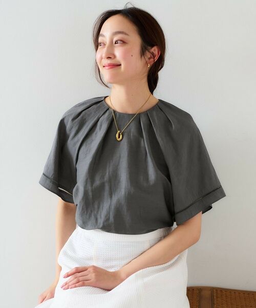 UNTITLED / アンタイトル シャツ・ブラウス | 【セットアップ可能】リネン混 タックブラウス | 詳細7