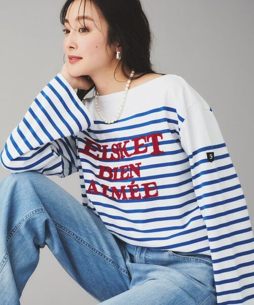 UNTITLED/アンタイトル 【BLANC basque】バスクボーダー×刺繍プルオーバー ブルー(392) 02 UNTITLED/アンタイトル 【BLANC basque】バスクボーダー×刺繍プルオーバー ブルー(392) 02
