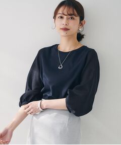 UNTITLED / アンタイトル カットソー | 【二の腕カバー/オンオフ】袖シアー ドッキングプルオーバー