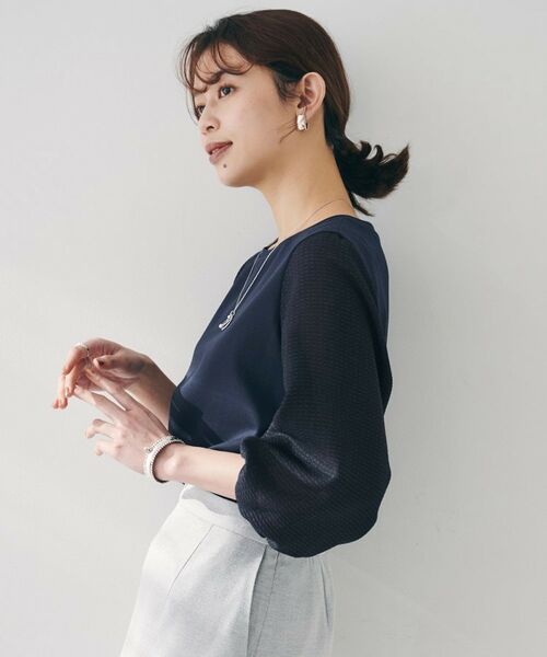 UNTITLED / アンタイトル カットソー | 【二の腕カバー/オンオフ】袖シアー ドッキングプルオーバー | 詳細10