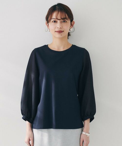 UNTITLED / アンタイトル カットソー | 【二の腕カバー/オンオフ】袖シアー ドッキングプルオーバー | 詳細13