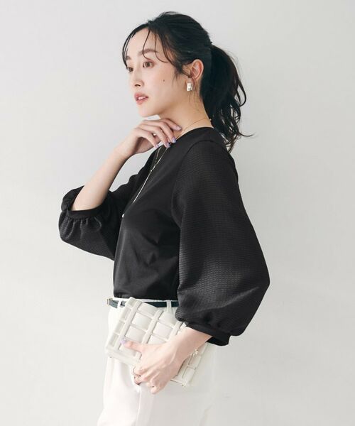 UNTITLED / アンタイトル カットソー | 【二の腕カバー/オンオフ】袖シアー ドッキングプルオーバー | 詳細6