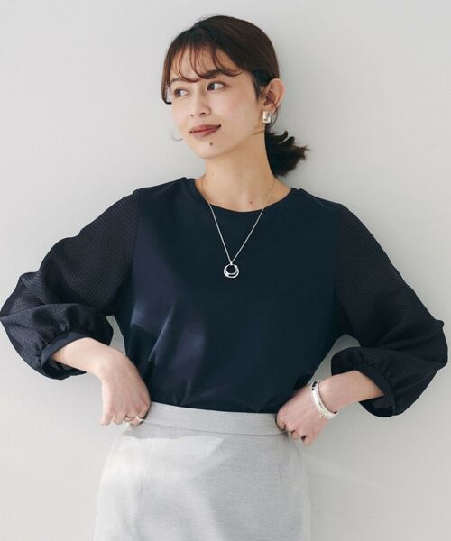 UNTITLED / アンタイトル カットソー | 【二の腕カバー/オンオフ】袖シアー ドッキングプルオーバー | 詳細9