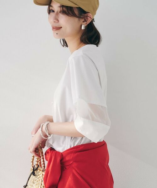 UNTITLED / アンタイトル カットソー | 【二の腕カバー/接触冷感】袖オーガンジープルオーバー | 詳細2