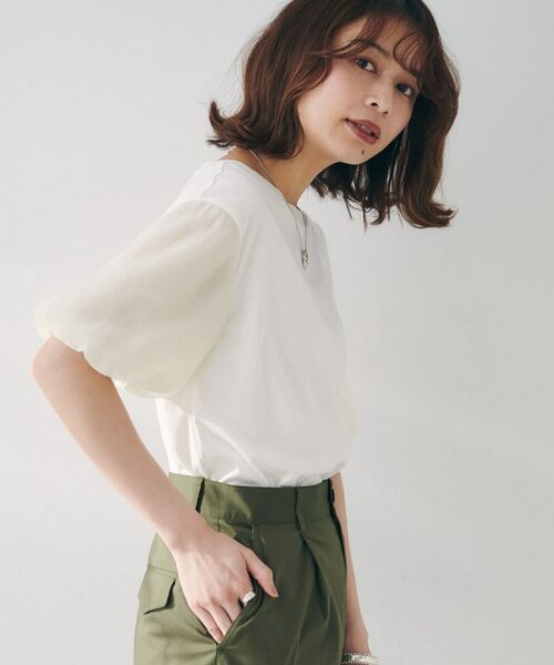 UNTITLED / アンタイトル カットソー | 【二の腕カバー/洗える】袖シアーバルーンプルオーバー | 詳細2