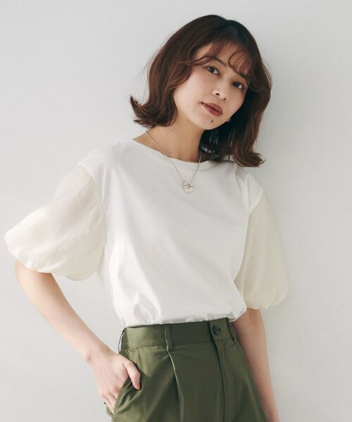 UNTITLED / アンタイトル カットソー | 【二の腕カバー/洗える】袖シアーバルーンプルオーバー | 詳細3