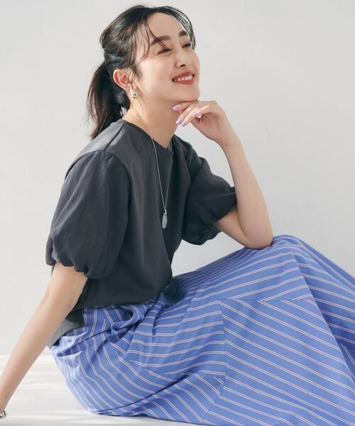 UNTITLED / アンタイトル カットソー | 【二の腕カバー/洗える】袖シアーバルーンプルオーバー | 詳細7