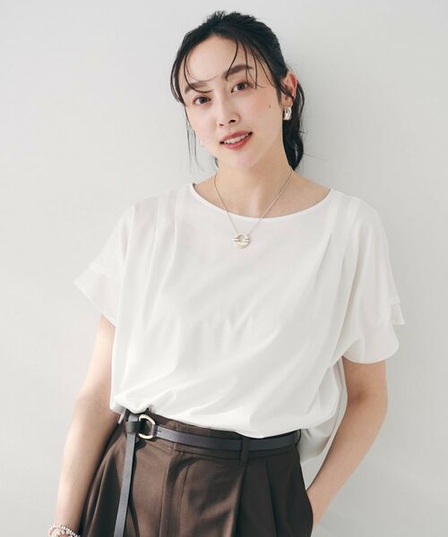 UNTITLED / アンタイトル カットソー | 【洗える】タック入りフレンチスリーブプルオーバー(オフホワイト(003))