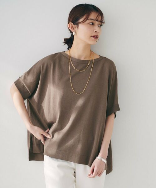 UNTITLED / アンタイトル ニット・セーター | 【体型カバー/手洗い可】コットンリネン ワイドプルオーバーニット(モカブラウン(042))