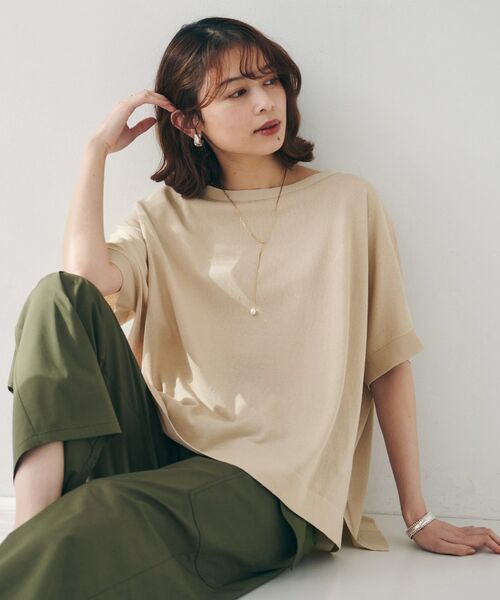 UNTITLED / アンタイトル ニット・セーター | 【体型カバー/手洗い可】コットンリネン ワイドプルオーバーニット(ベージュ(052))