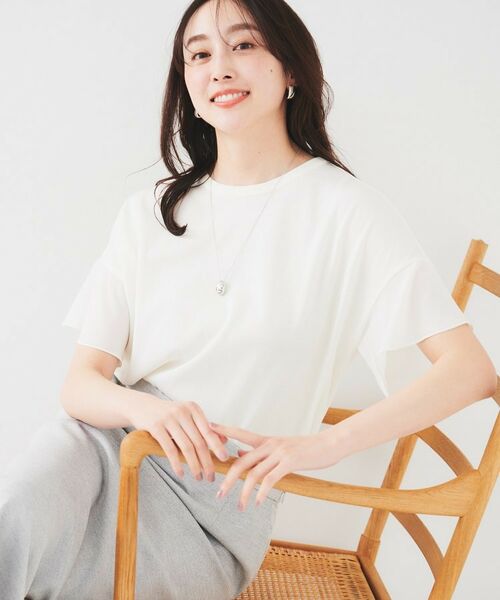 UNTITLED / アンタイトル ニット・セーター | 【洗える/体型カバー】袖異素材プルオーバーニット(オフホワイト(003))