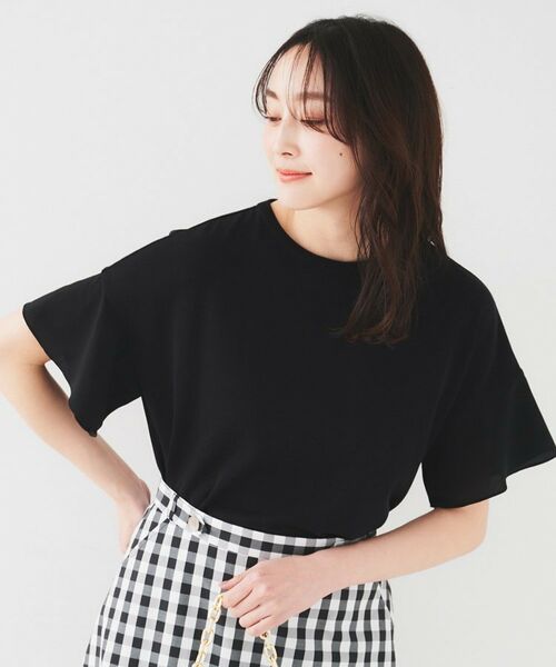 UNTITLED / アンタイトル ニット・セーター | 【洗える/体型カバー】袖異素材プルオーバーニット(ブラック(019))