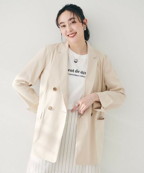 UNTITLED / アンタイトル テーラードジャケット | 【セットアップ可能／オンオフ】ラミー混 ダブルブレストジャケット | 詳細12