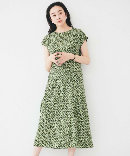 UNTITLED / アンタイトル ロング・マキシ丈ワンピース | 【きれいめ/洗える/夏ワンピ】モザイク柄ワンピース(グリーン(122))