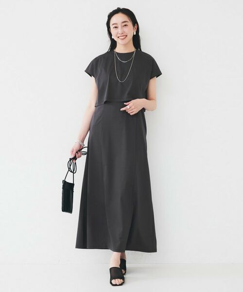 UNTITLED / アンタイトル ロング・マキシ丈ワンピース | 【洗える/夏ワンピ/2WAY】ジャージワンピース(チャコールグレー(014))