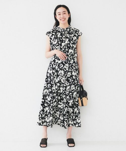 UNTITLED / アンタイトル ロング・マキシ丈スカート | 【セットアップ可/後ろウエストゴム】モザイクフラワー柄スカート | 詳細4