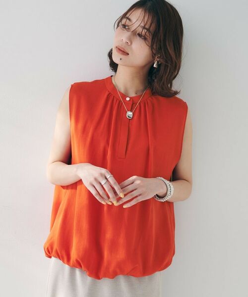 UNTITLED / アンタイトル シャツ・ブラウス | 【シアー/バンドカラー】バルーンヘムノースリーブブラウス | 詳細10