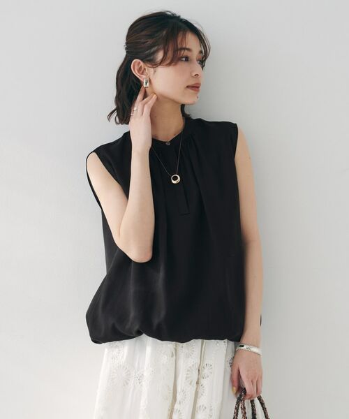 UNTITLED / アンタイトル シャツ・ブラウス | 【シアー/バンドカラー】バルーンヘムノースリーブブラウス | 詳細6