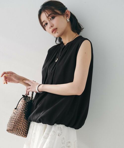 UNTITLED / アンタイトル シャツ・ブラウス | 【シアー/バンドカラー】バルーンヘムノースリーブブラウス | 詳細7