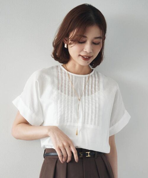 UNTITLED / アンタイトル シャツ・ブラウス | 【洗える】コットンピンタックブラウス(ホワイト(001))
