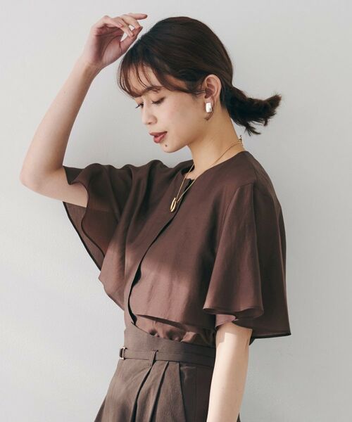 UNTITLED / アンタイトル シャツ・ブラウス | 【オンオフ/二の腕カバー】オーガンジーラッフルブラウス | 詳細10